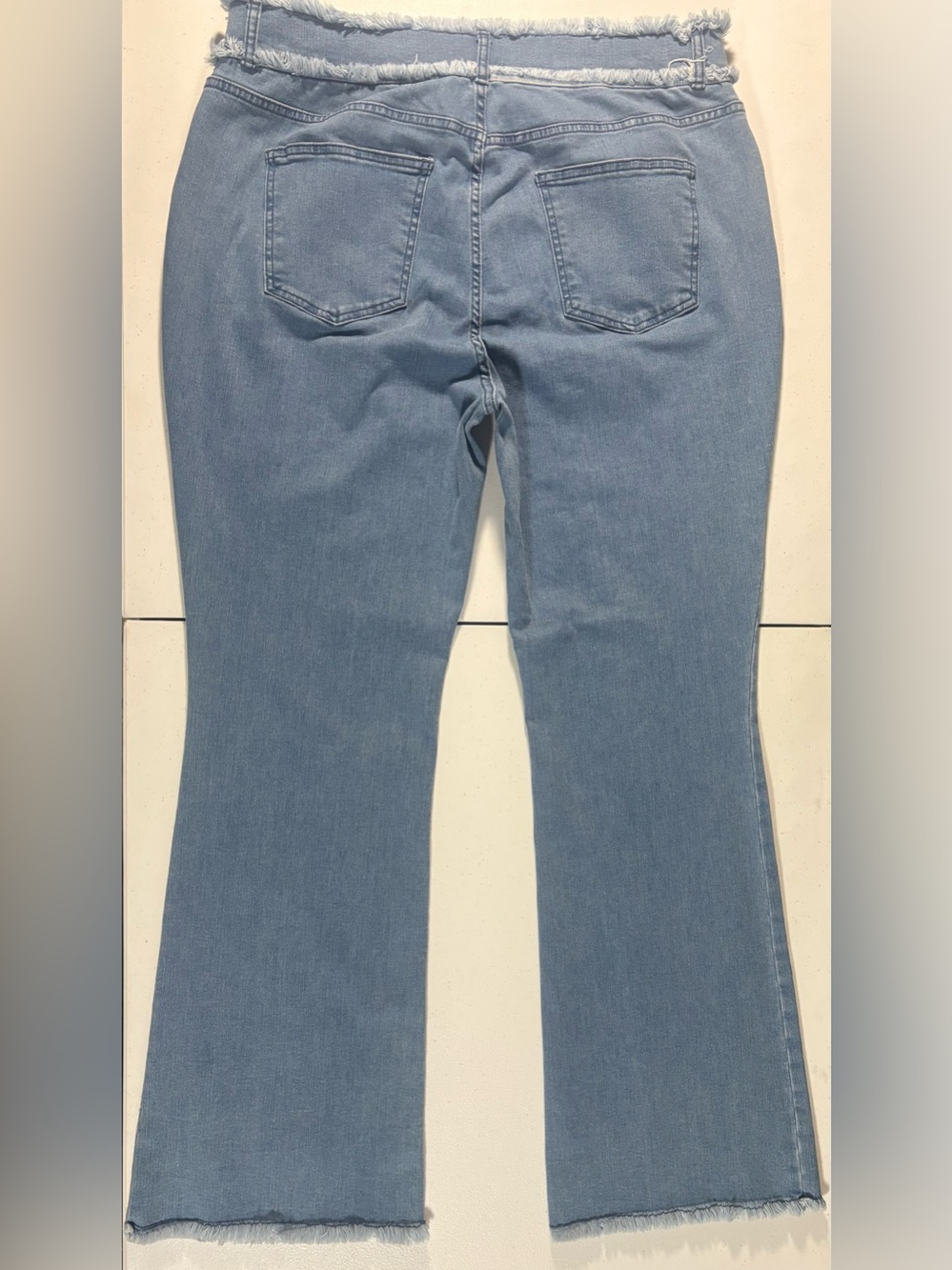 K Jordan Plus Size 20W Raw Hem Flare Wide Leg Jeans Exposed Seam - Picture 6 of 16